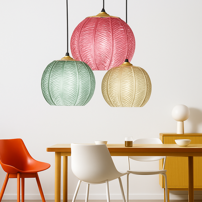 Suspension en verre moderne à motif de feuilles vertes