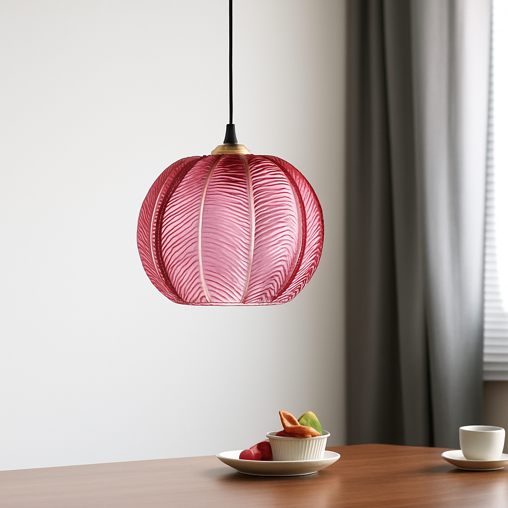 Suspension en verre moderne à motif de feuilles vertes - vue 7 sur 18