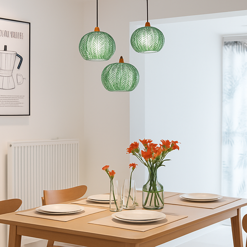 Suspension en verre nordique à motif de feuilles colorée - vue 3 sur 15