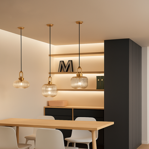 suspension en verre style citrouille pour décoration moderne