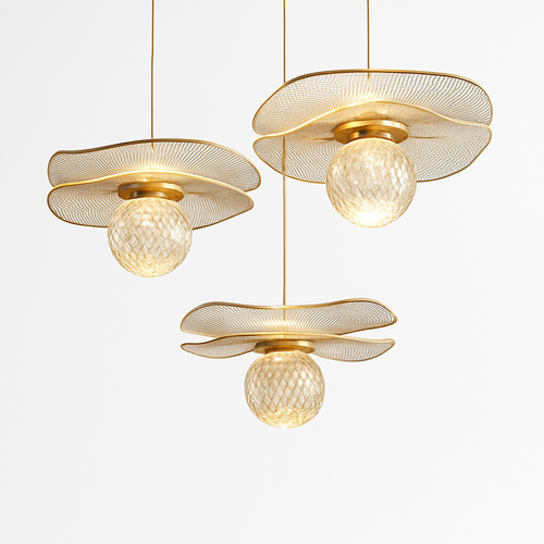 Suspension feuille lotus personnalisée LED cristal - vue 2 sur 12