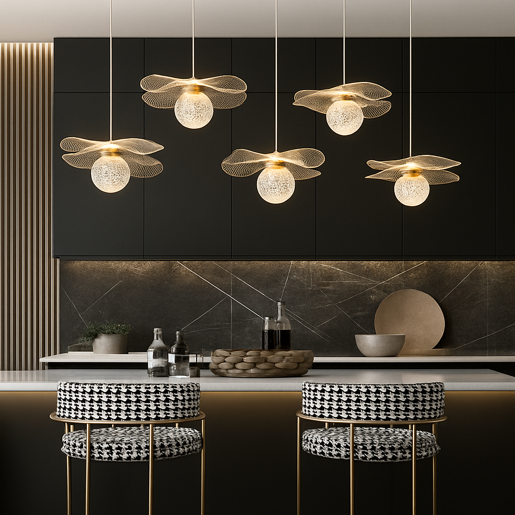 Suspension feuille lotus personnalisée LED cristal - vue 3 sur 12