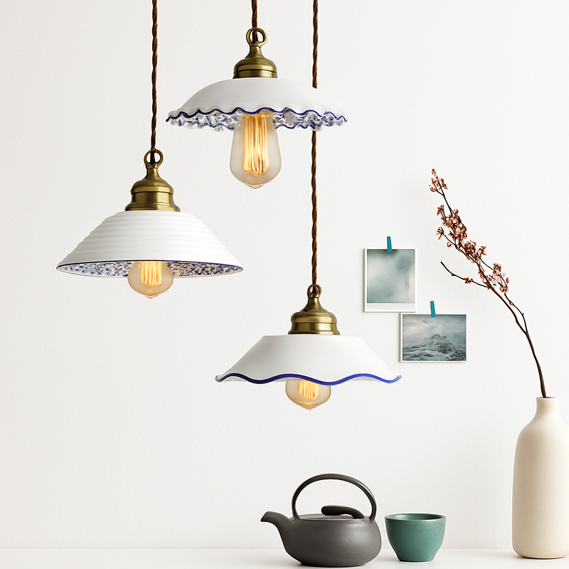 Suspension fleur design Loft Style céramique Vintage