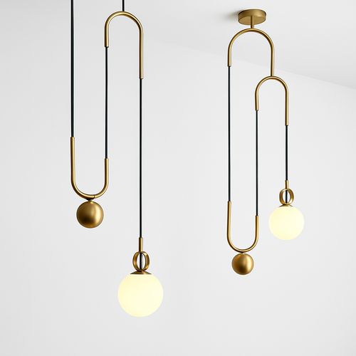 suspension industrielle nordique extensible design boule de verre - vue 2 sur 7