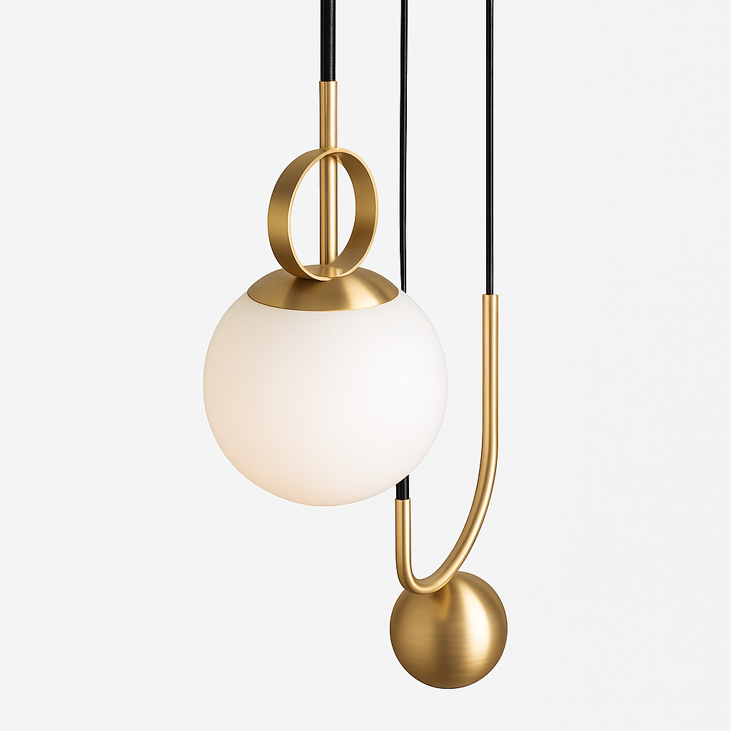suspension industrielle nordique extensible design boule de verre - vue 5 sur 7