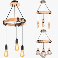 Suspension industrielles araignée nordique lustres en bois 3 têtes E27 rétro Loft lampes suspendues pour chambre salon cuisine