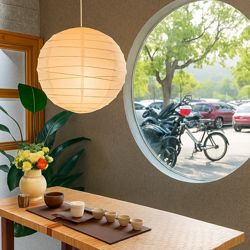 suspension japonaise en papier de riz style wabi sabi décoratif