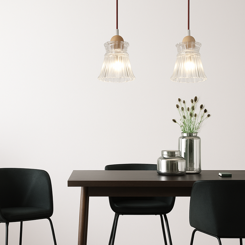 suspension japonaise moderne en bois et verre luminaire design