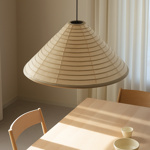 suspension japonaise wabi sabi en papier de riz pliable et circulaire - vue 6 sur 8