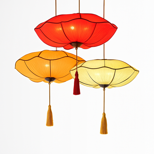 Suspension Lanterne chinoise suspendue en tissu fait à la main