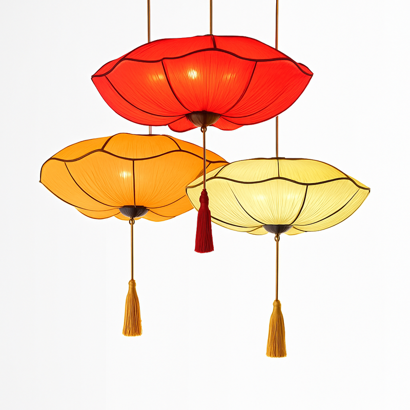 Suspension Lanterne chinoise suspendue en tissu fait à la main