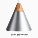 Suspension LED bois et aluminium en forme de cône