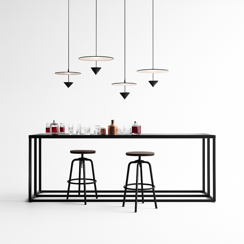 suspension led conique art déco hauteur réglable - vue 2 sur 7