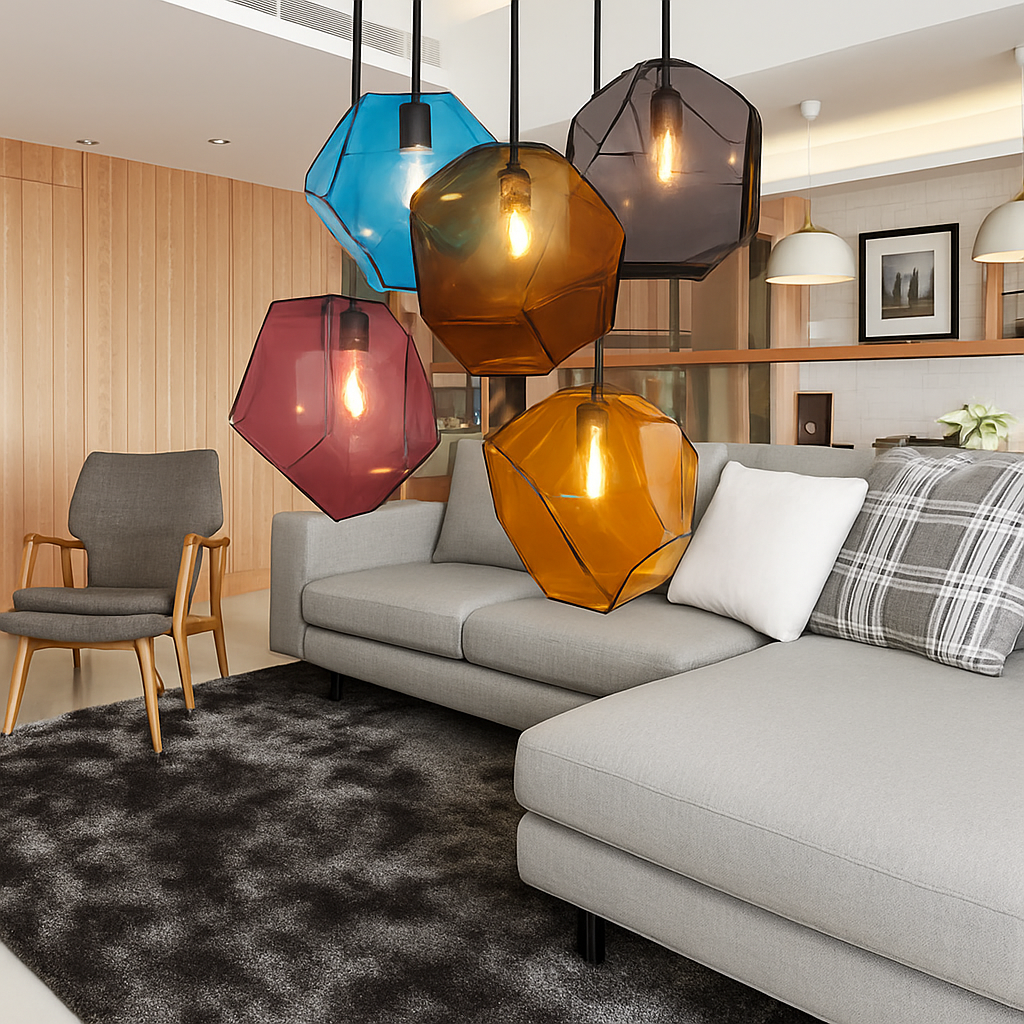 Suspension LED design en verre de couleur Stone - vue 6 sur 5