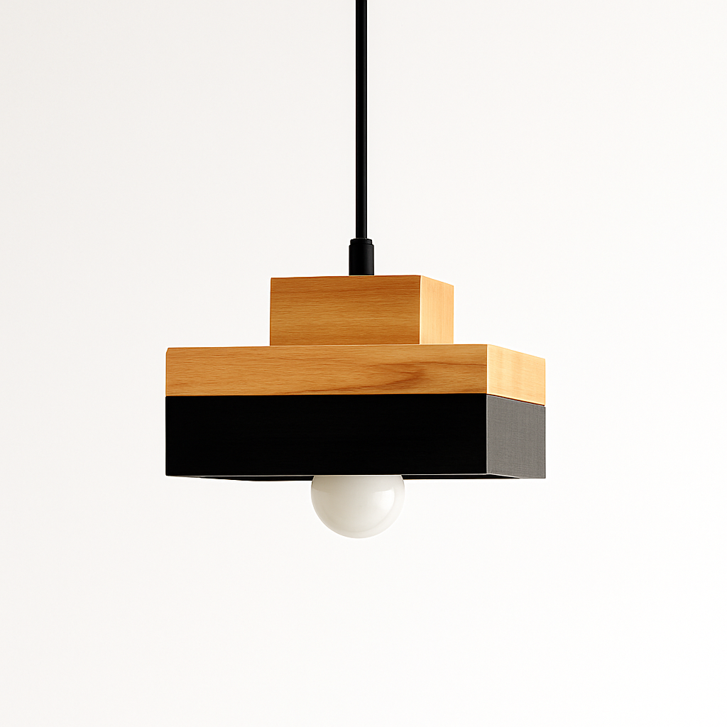 Suspension LED en bois (carré ou rond) - vue 6 sur 8