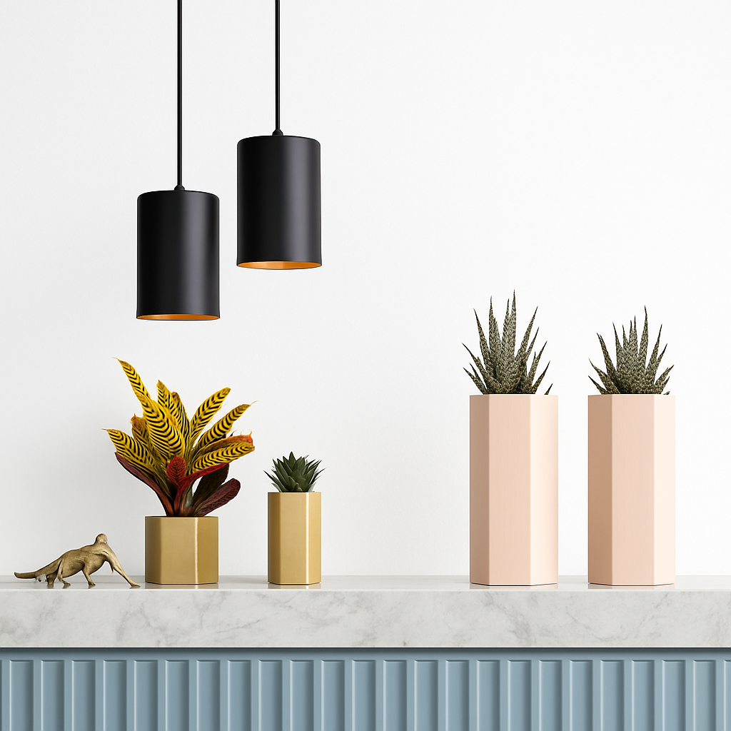 Suspension LED en forme de cylindre noir Vintage - vue 2 sur 6