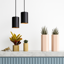 Suspension LED en forme de cylindre noir Vintage