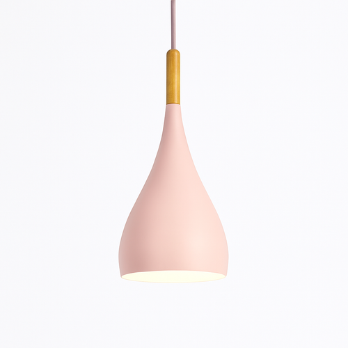 Suspension LED en métal coloré et baton en bois Nordic - vue 12 sur 29
