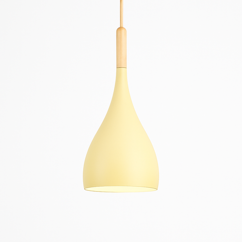 Suspension LED en métal coloré et baton en bois Nordic - vue 13 sur 29