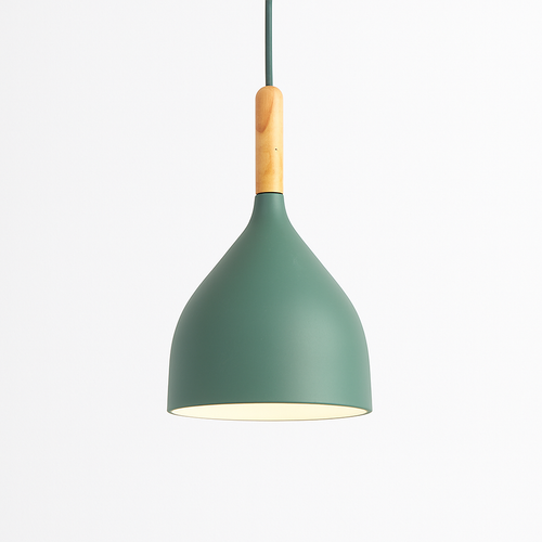 Suspension LED en métal coloré et baton en bois Nordic - vue 14 sur 29