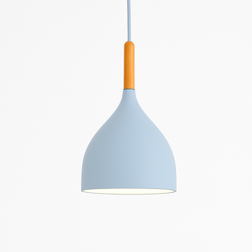 Suspension LED en métal coloré et baton en bois Nordic - vue 15 sur 29