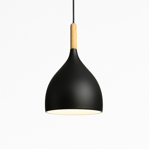 Suspension LED en métal coloré et baton en bois Nordic - vue 16 sur 29
