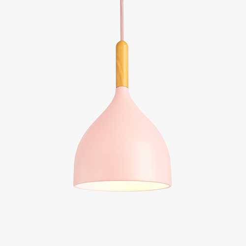Suspension LED en métal coloré et baton en bois Nordic - vue 19 sur 29