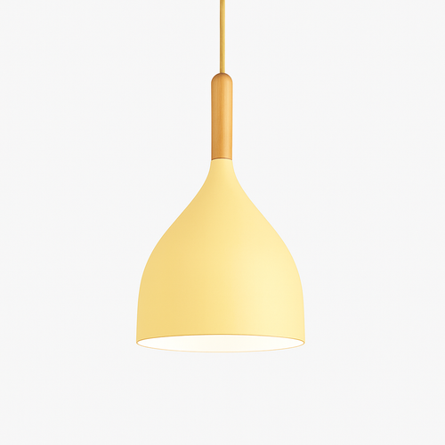 Suspension LED en métal coloré et baton en bois Nordic - vue 20 sur 29