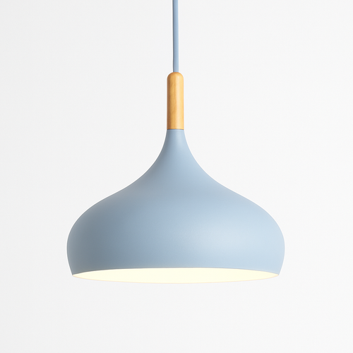 Suspension LED en métal coloré et baton en bois Nordic - vue 22 sur 29