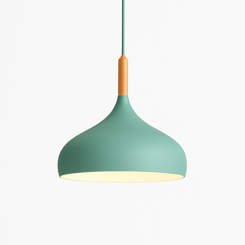 Suspension LED en métal coloré et baton en bois Nordic - vue 25 sur 29