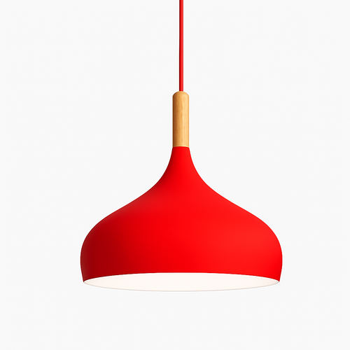 Suspension LED en métal coloré et baton en bois Nordic - vue 26 sur 29