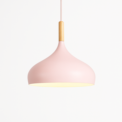 Suspension LED en métal coloré et baton en bois Nordic - vue 27 sur 29