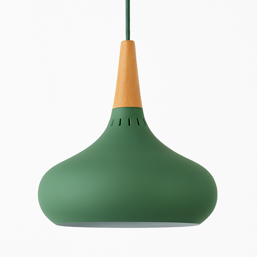 Suspension LED en métal et tige en bois Loft
