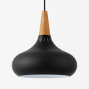 Suspension LED en métal et tige en bois Loft