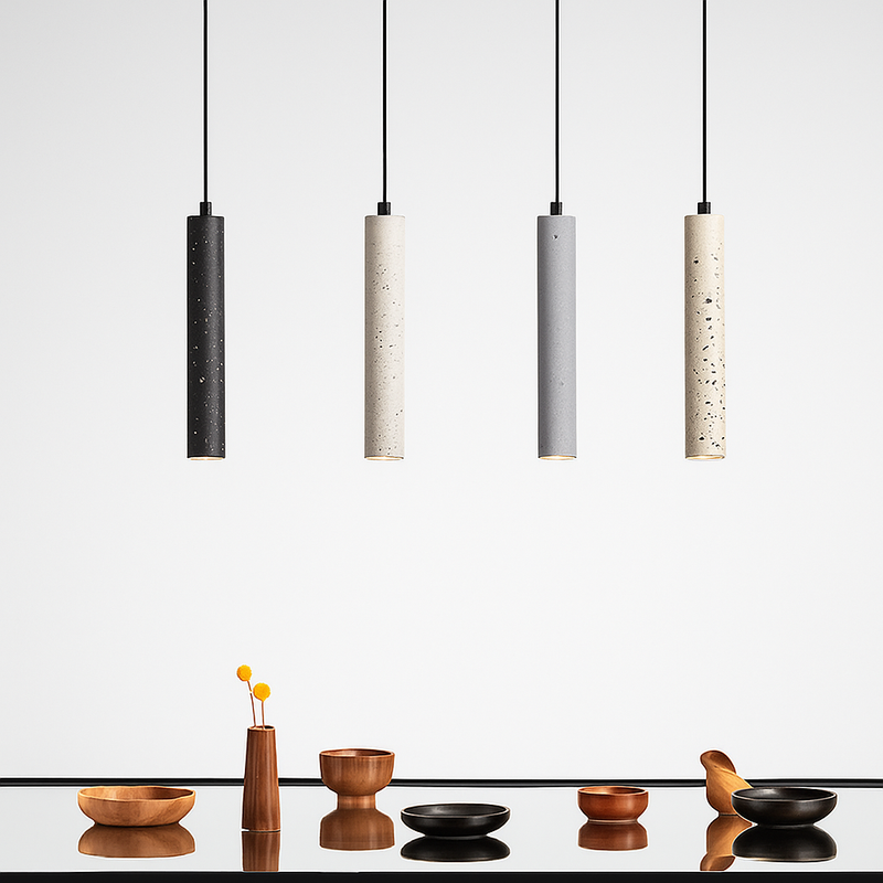 suspension led en pierre de ciment style industriel
