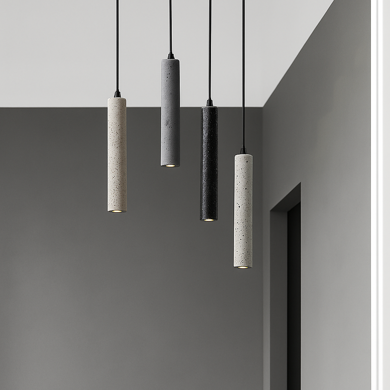 suspension led en pierre de ciment style industriel