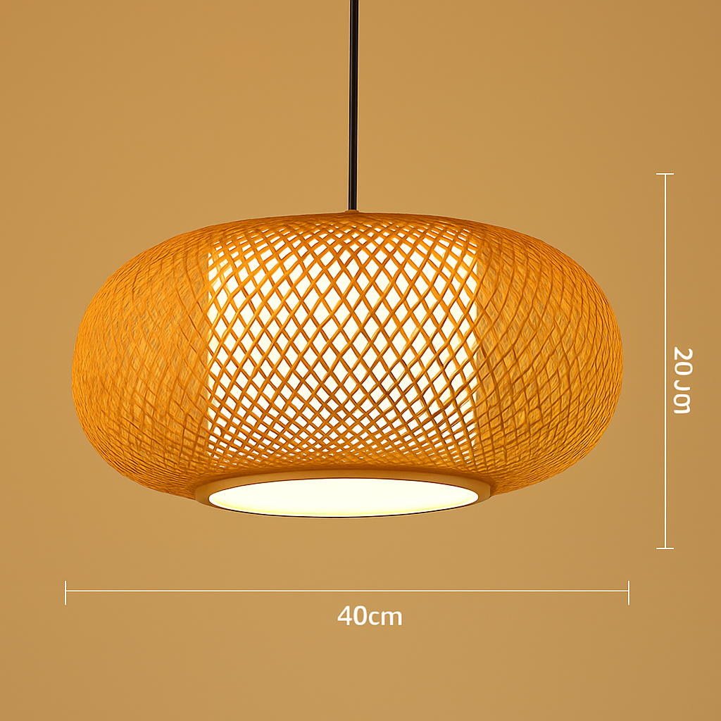 Suspension LED en rotin fait à la main rond chapeau de paille en bambou pastorale Vintage - vue 14 sur 17