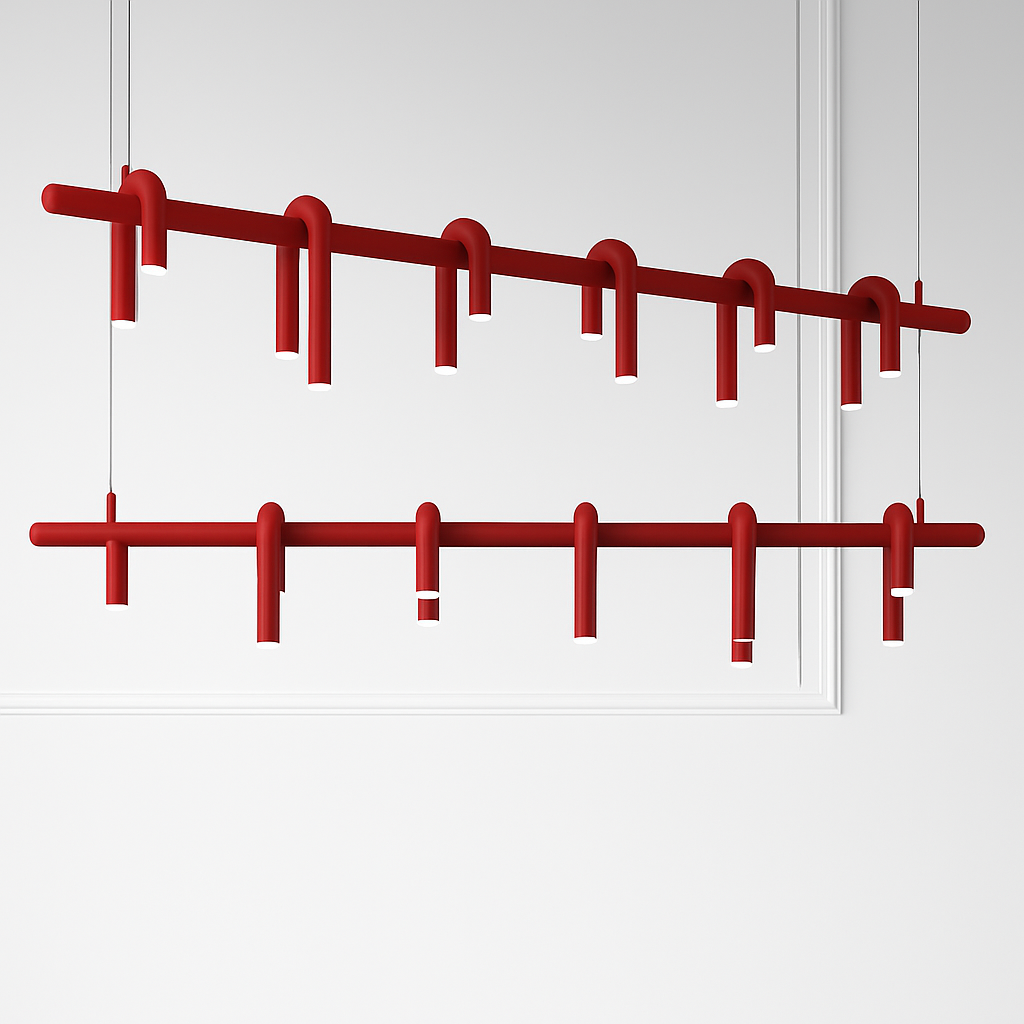 suspension led en tube en u design artistique réglable - vue 3 sur 13