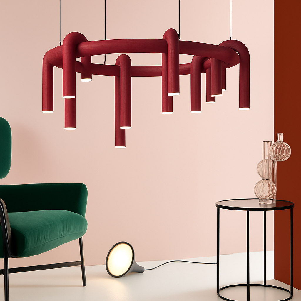 suspension led en tube en u design artistique réglable - vue 4 sur 13
