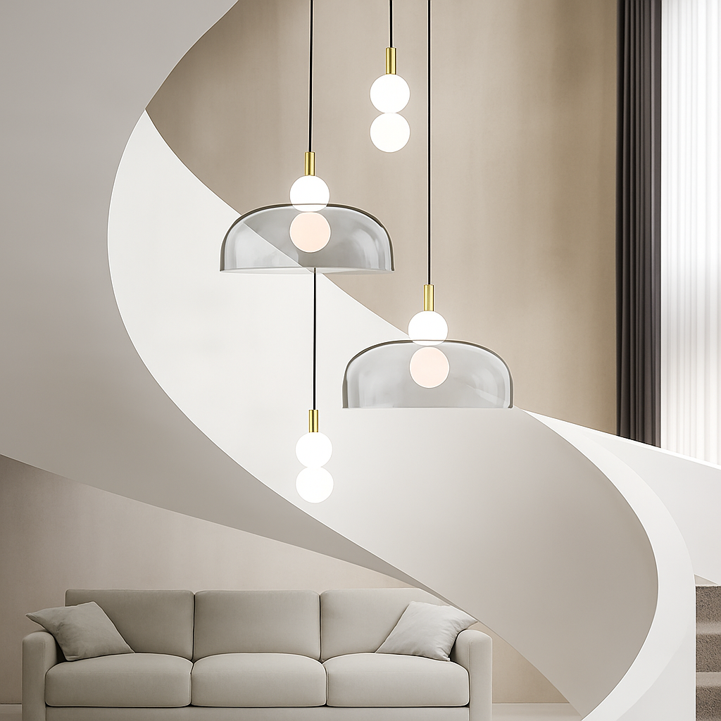 Suspension LED en verre au design nordique gris fumé - vue 3 sur 15
