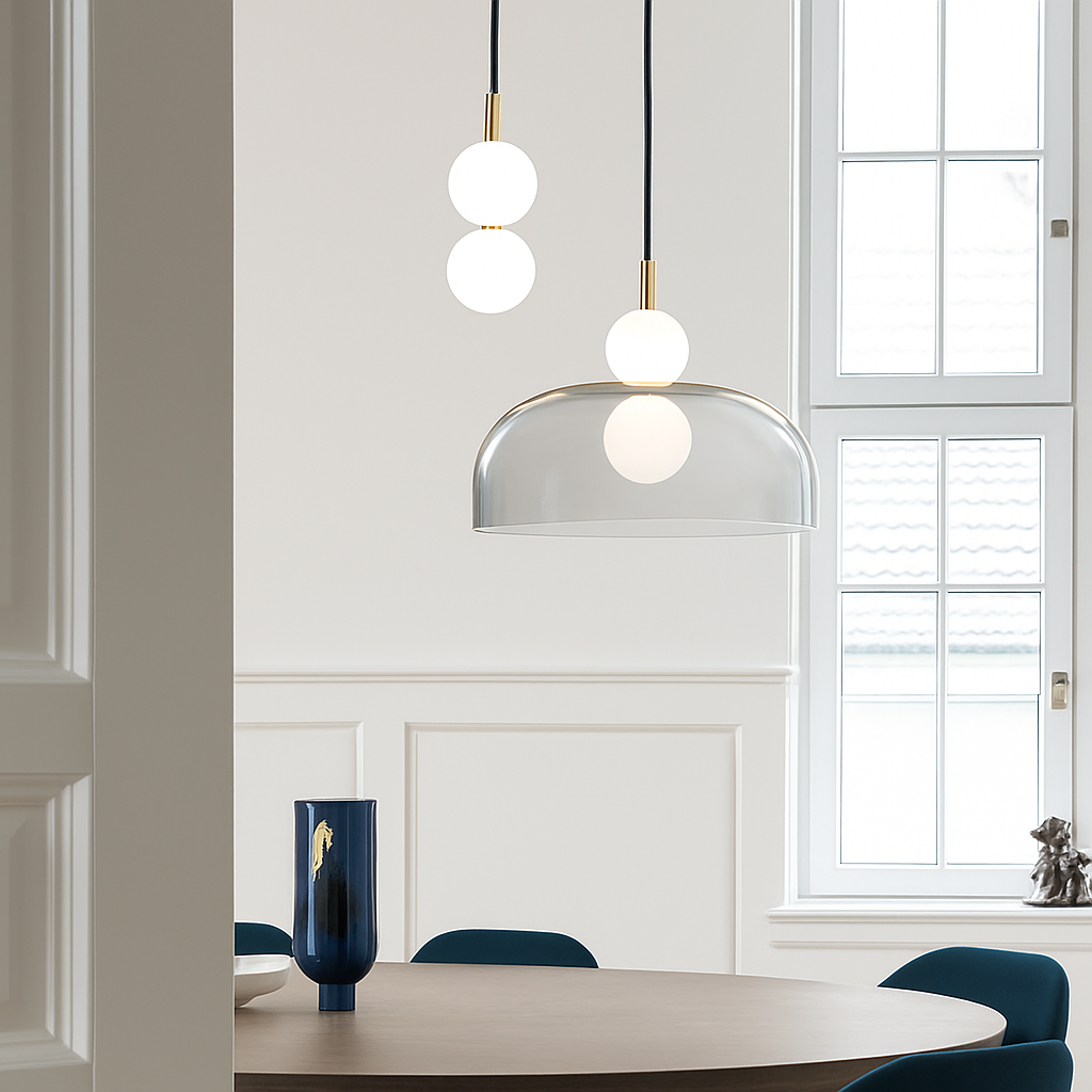 Suspension LED en verre au design nordique gris fumé - vue 4 sur 15