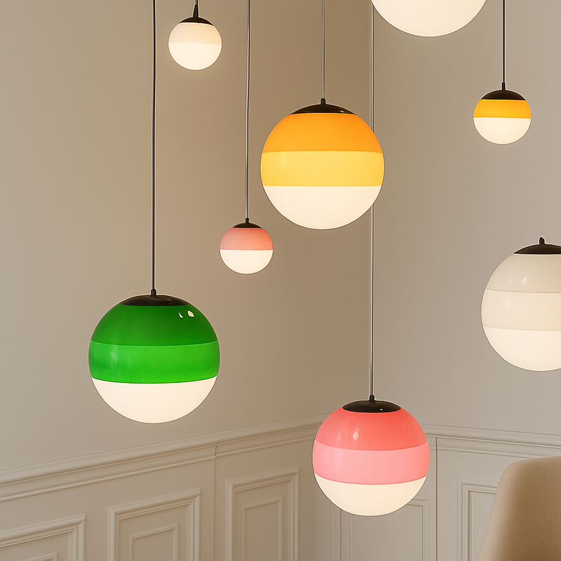suspension LED en verre design nordique pour hôtel ou chambre