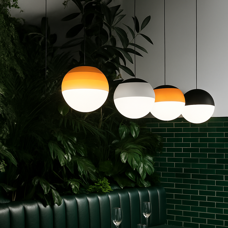 suspension LED en verre design nordique pour hôtel ou chambre