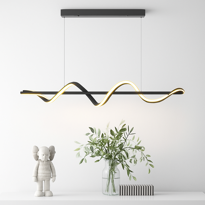 suspension led incurvée design nordique pour cuisine barre minimaliste