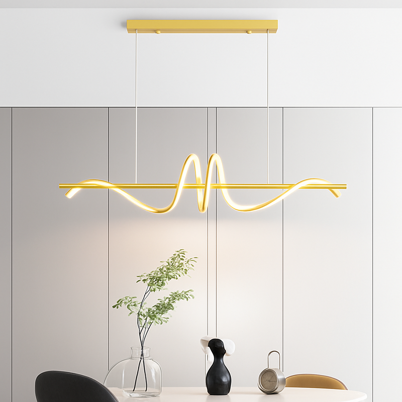 suspension led incurvée design nordique pour cuisine barre minimaliste