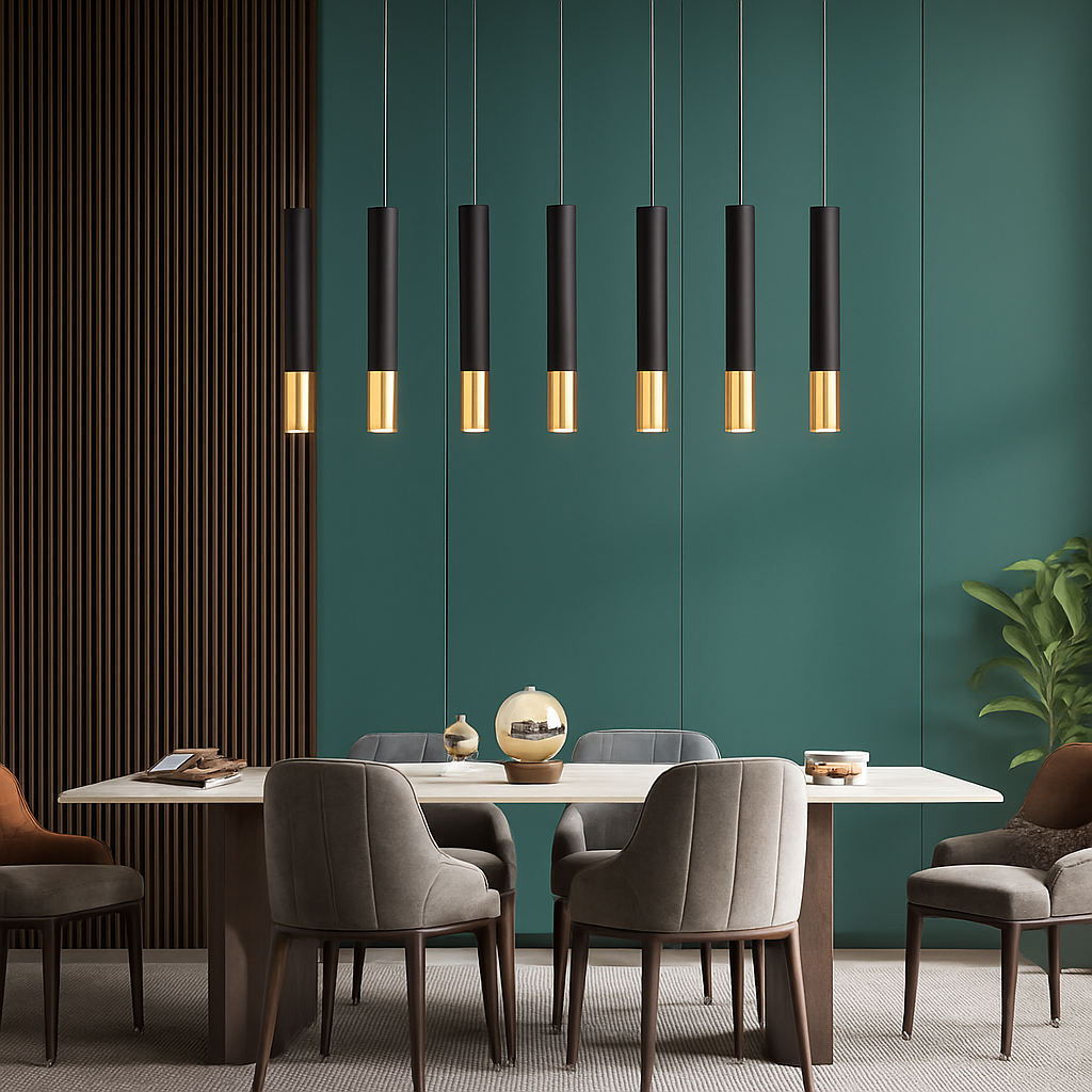 suspension led lampe long tube lustre aluminium suspendu foco - vue 6 sur 16