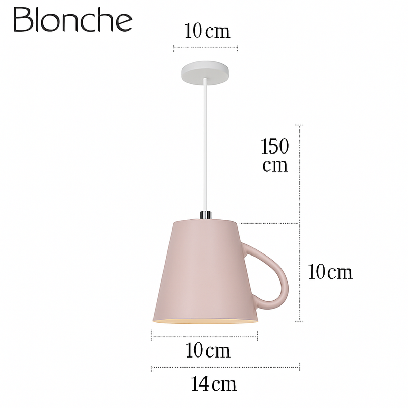 Suspension LED moderne en forme de tasse à caf renservée