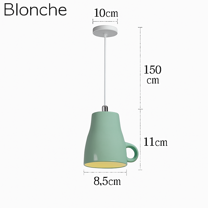 Suspension LED moderne en forme de tasse à caf renservée