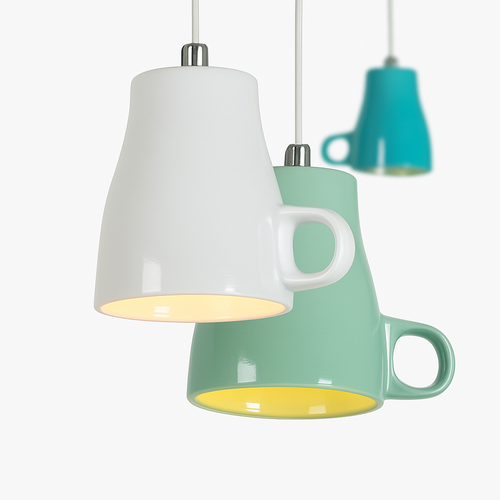 Suspension LED moderne en forme de tasse à caf renservée