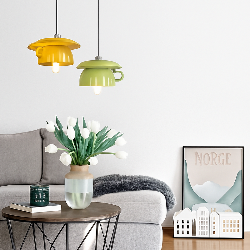 Suspension LED moderne en forme de tasse à caf renservée